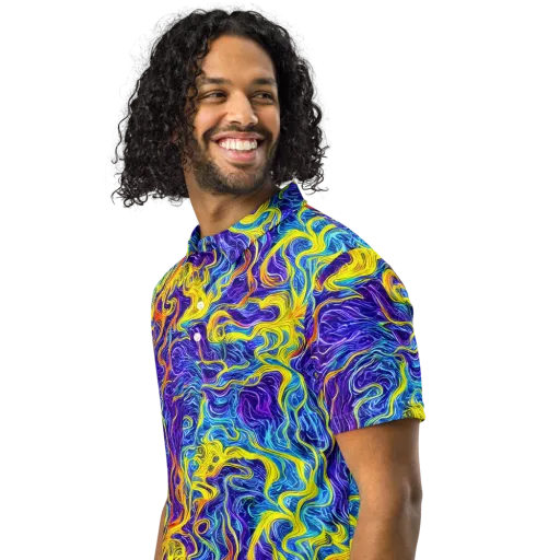 Saffron Storm on a Men's Slim Fit Polo Shirt