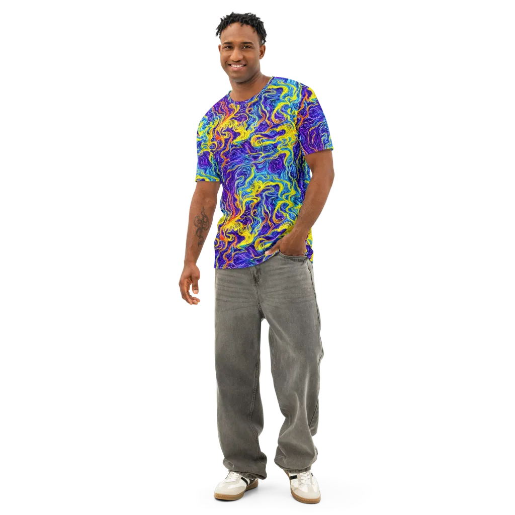 Saffron Storm on Men's Cotton Crew Neck T-Shirt — Front