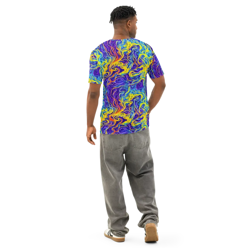 Saffron Storm on Men's Cotton Crew Neck T-Shirt — Back