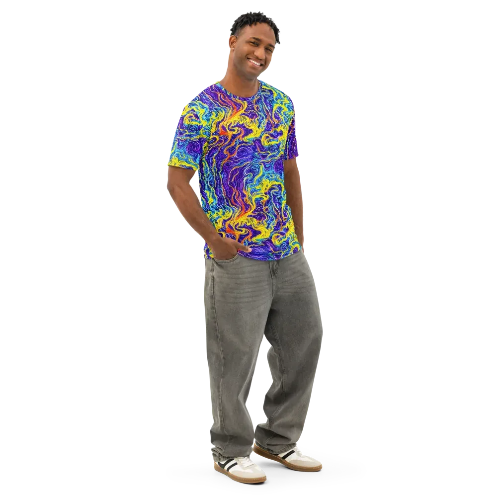 Saffron Storm on Men's Cotton Crew Neck T-Shirt — Right Front