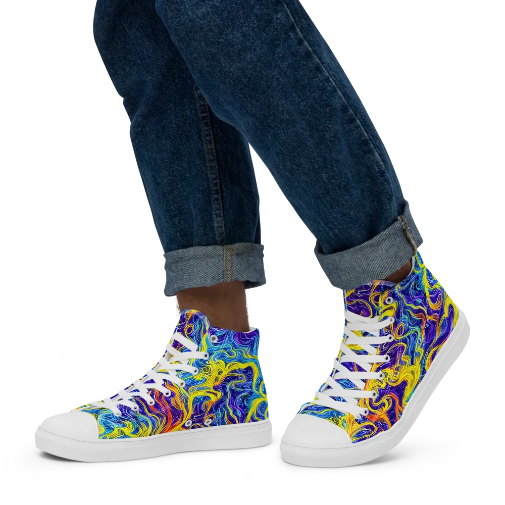 Saffron Storm on Men's High Top Canvas Shoes — Left