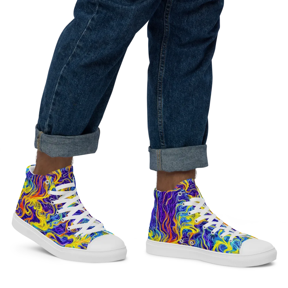 Saffron Storm on Men's High Top Canvas Shoes — Right