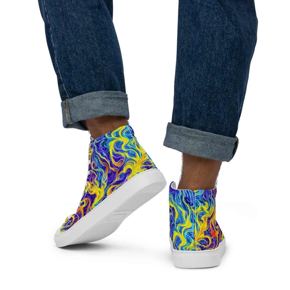 Saffron Storm on Men's High Top Canvas Shoes — Back