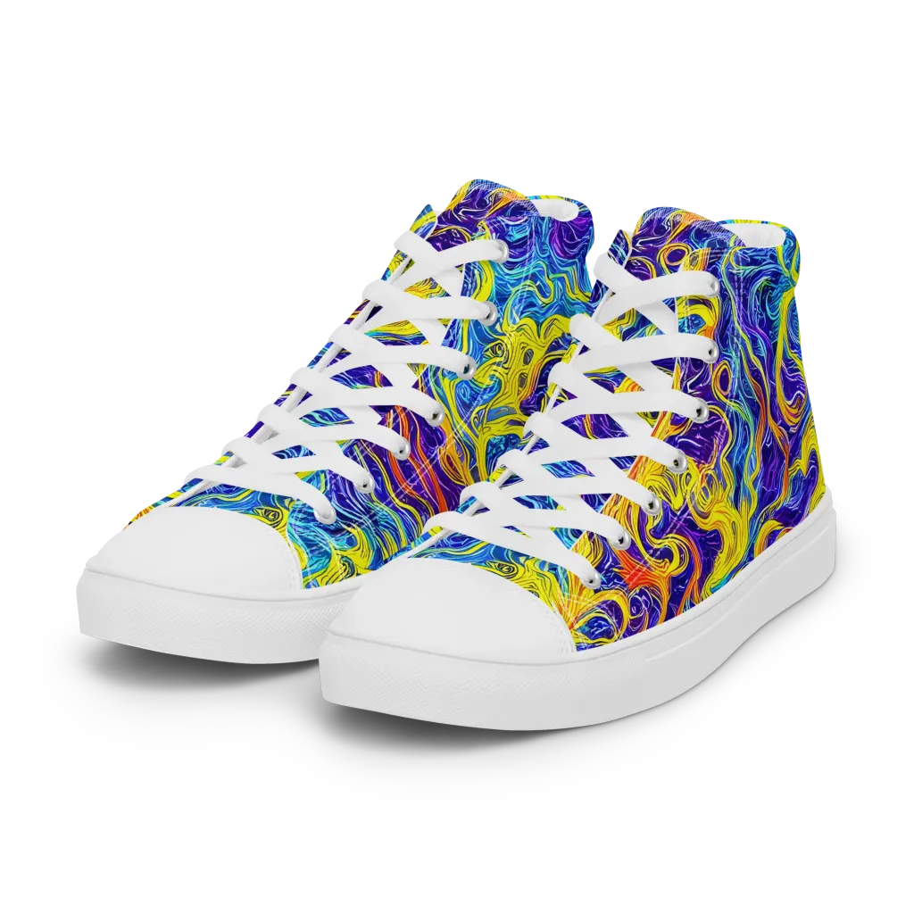 Saffron Storm on Women's High Top Canvas Shoes — Left Front