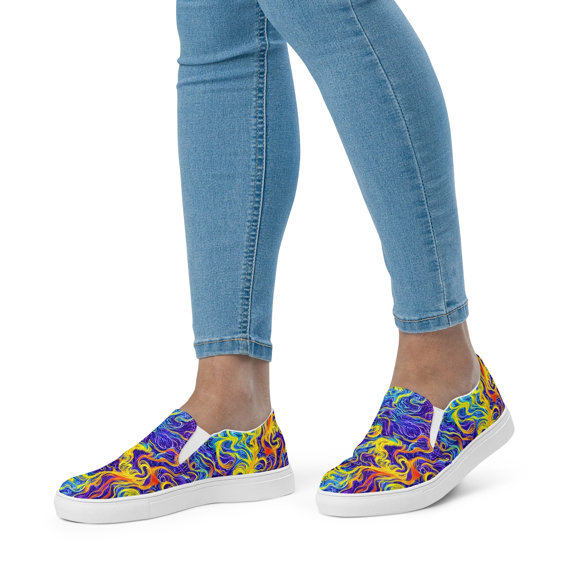 Saffron Storm on Women's Slip-On Canvas Shoes — Front