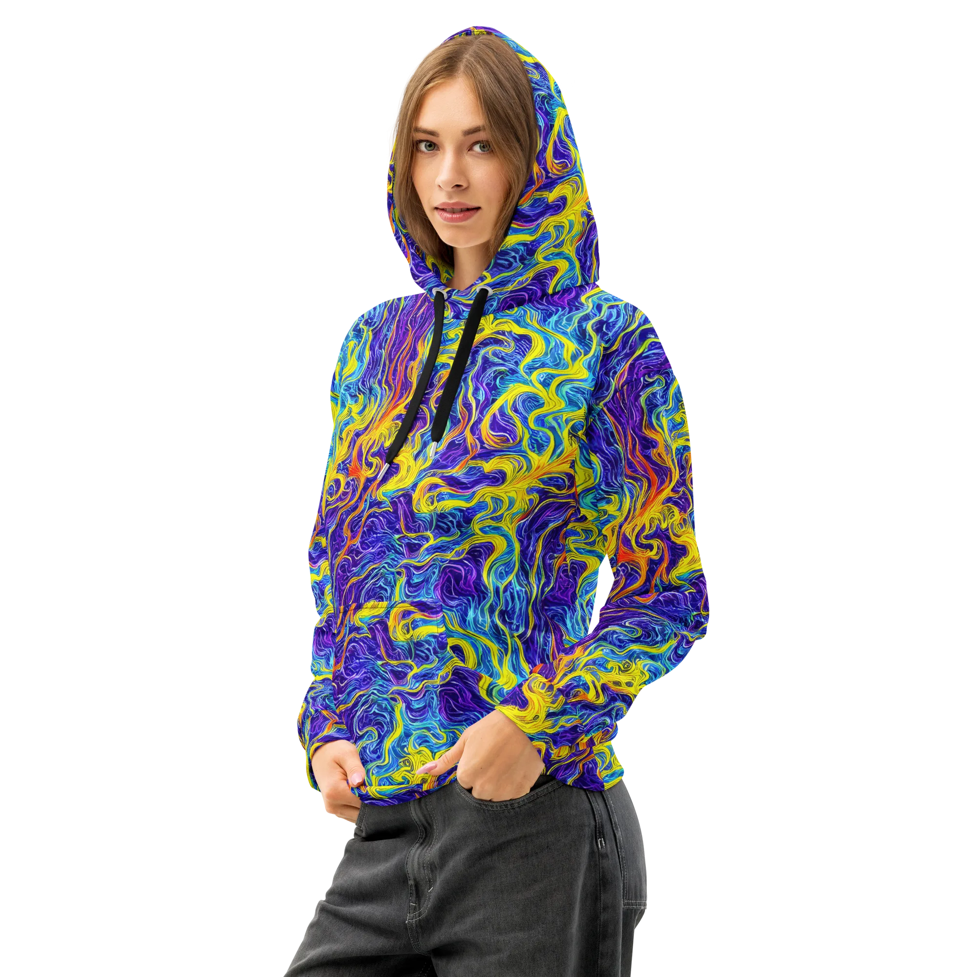 Saffron Storm on Cotton Hoodie — Left Front
