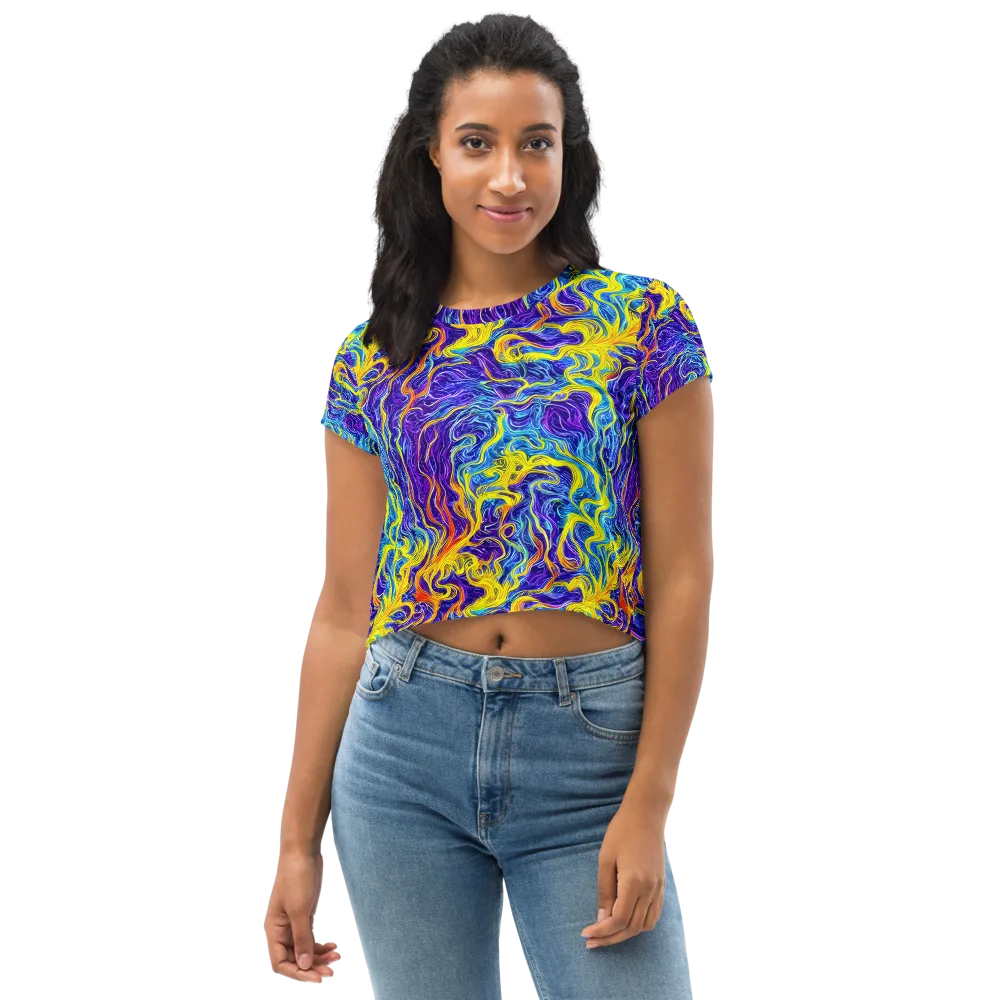 Saffron Storm on Crop Tee — Front