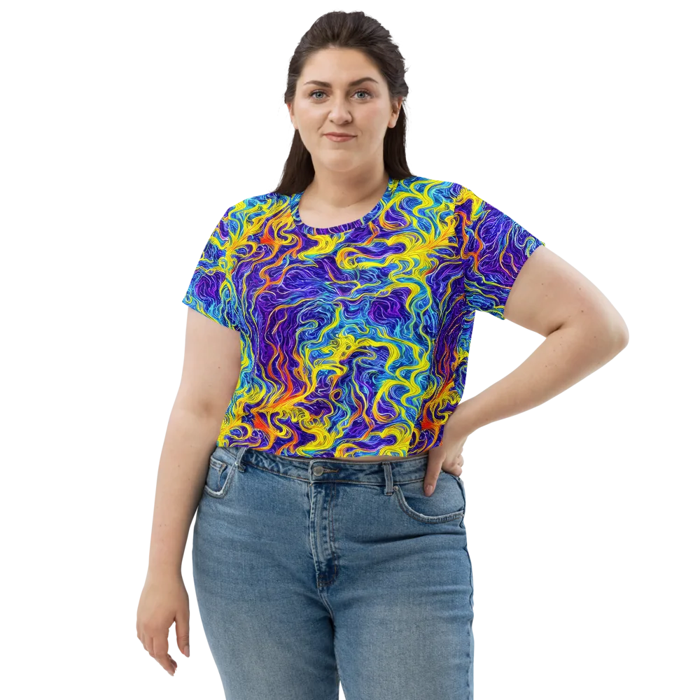 Saffron Storm on Crop Tee — Front