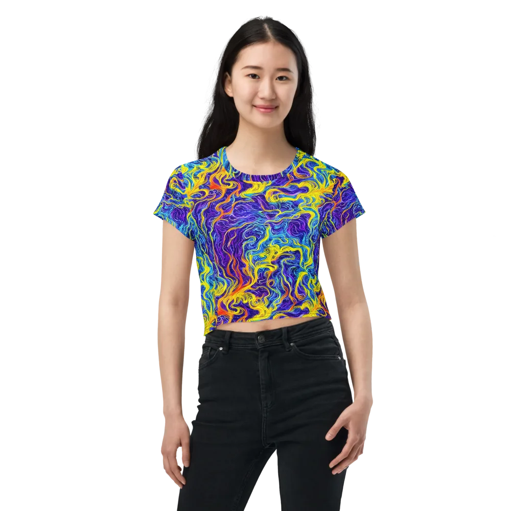 Saffron Storm on Crop Tee — Front