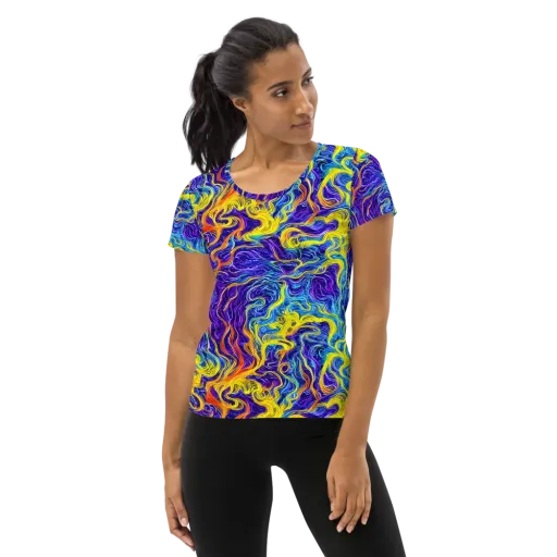 Saffron Storm on a Women's Athletic T-Shirt