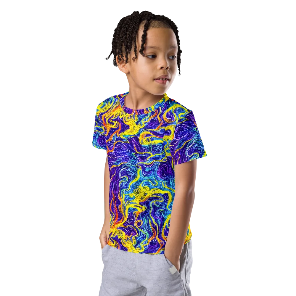 Saffron Storm on Kids Crew Neck T-Shirt — Left Front