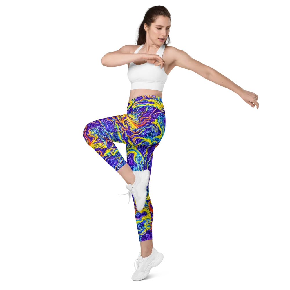Saffron Storm on Leggings with Pockets — Left Front