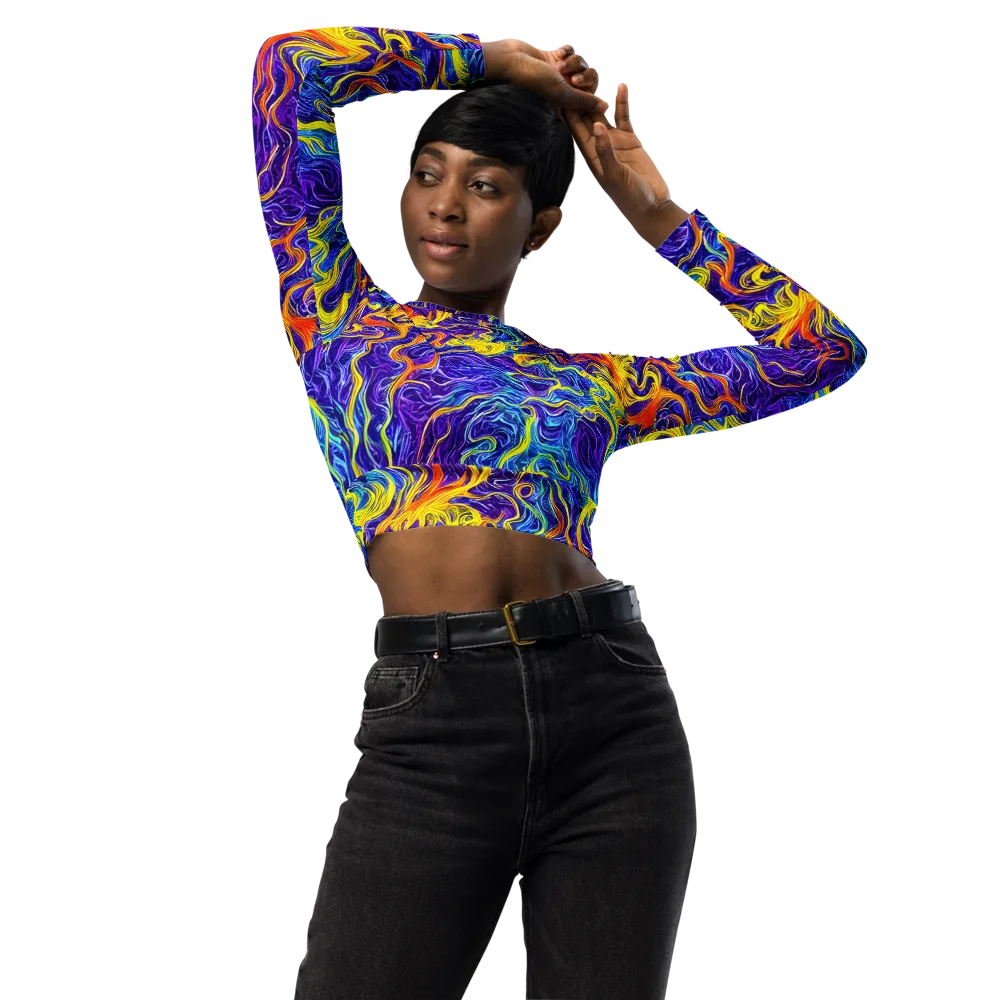 Saffron Storm on Long Sleeve Crop Top — Front