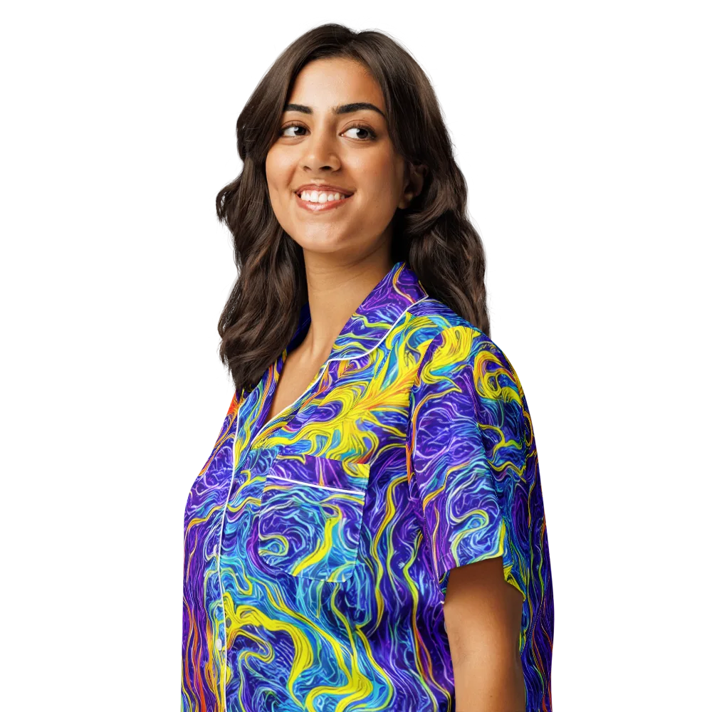 Saffron Storm on Women's Short Sleeve Pajama Top — Left Front