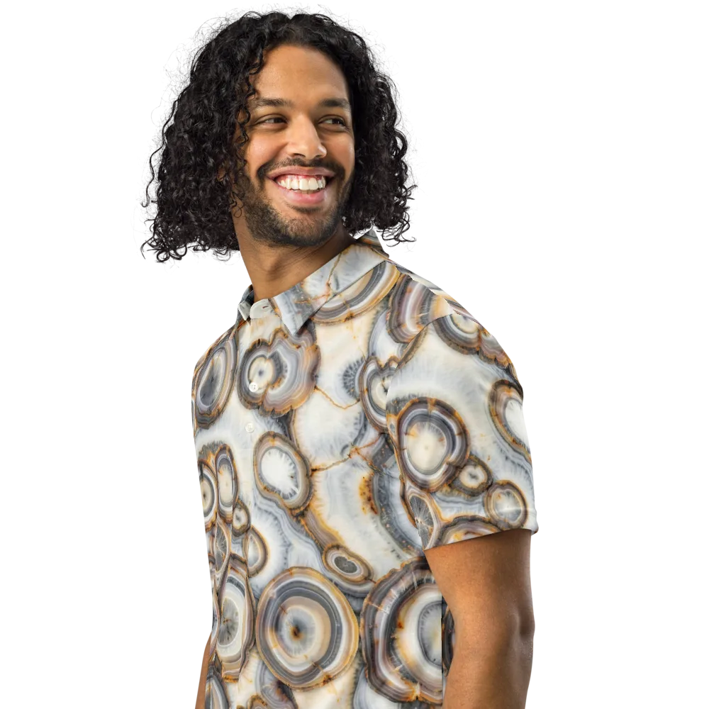 Mineral Mosaic on Men's Slim Fit Polo Shirt — Left Front