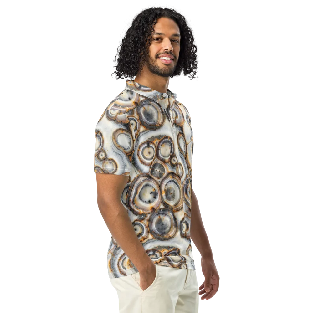 Mineral Mosaic on Men's Slim Fit Polo Shirt — Right Front
