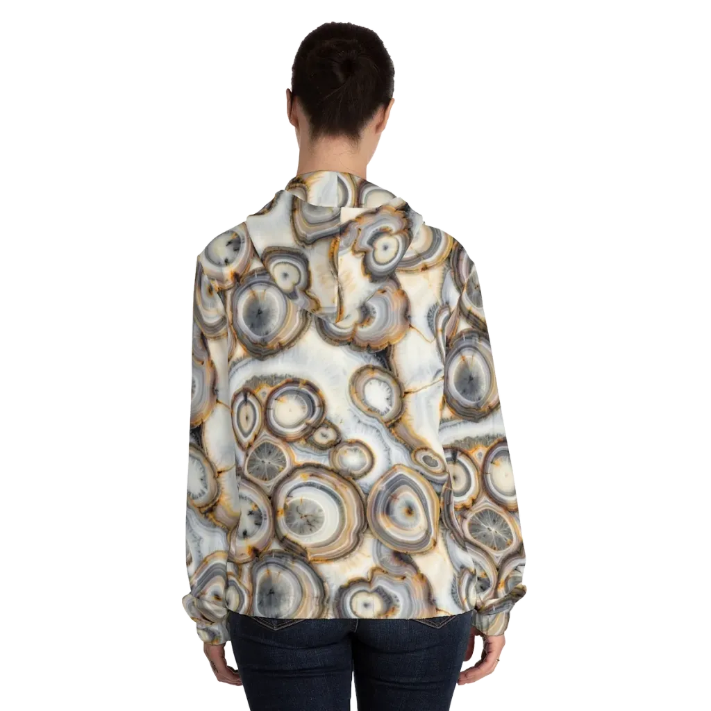 Mineral Mosaic on Women's Full-Zip Hoodie — Back On Person