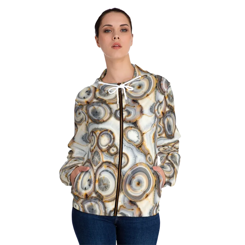 Mineral Mosaic on Women's Full-Zip Hoodie — Front On Person