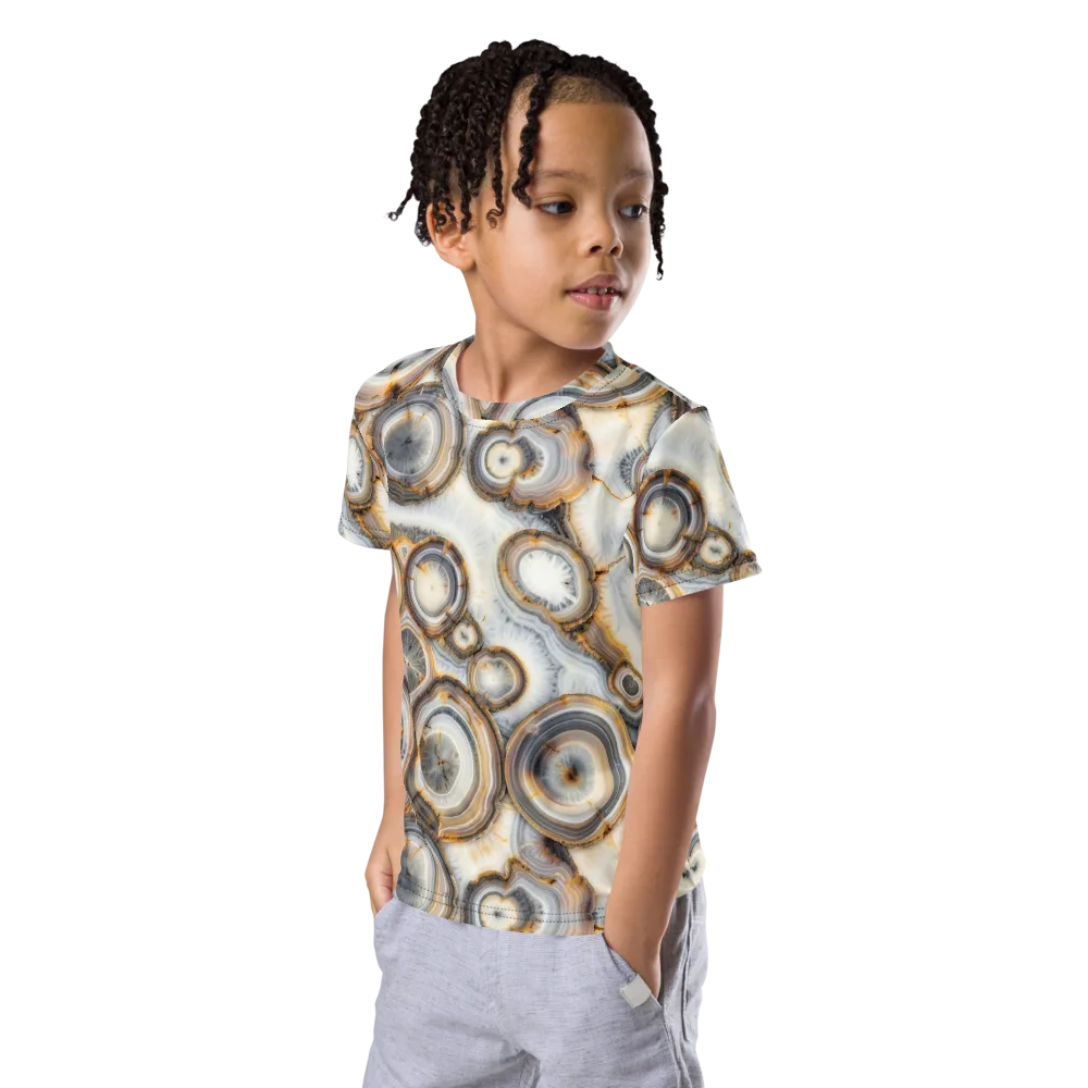 Mineral Mosaic on Kids Crew Neck T-Shirt — Left Front