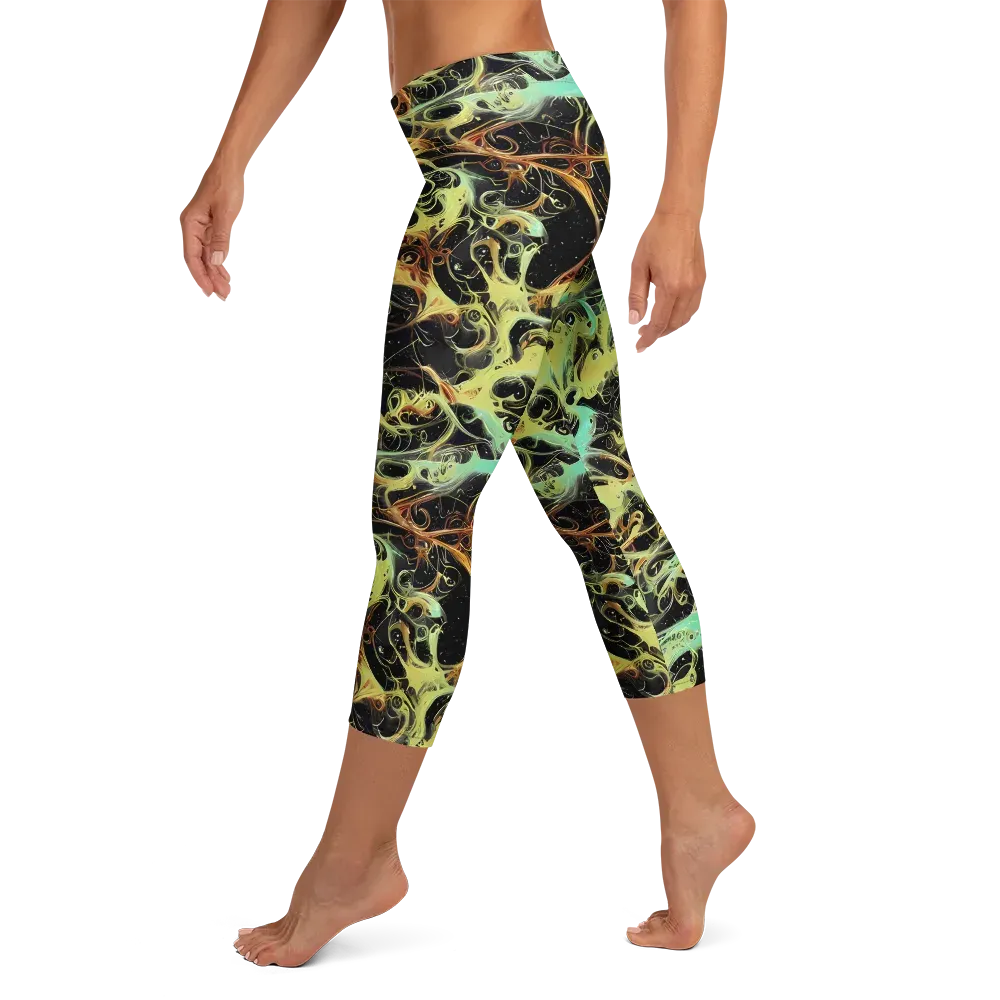 Blacklight Tide on Capri Leggings — Left