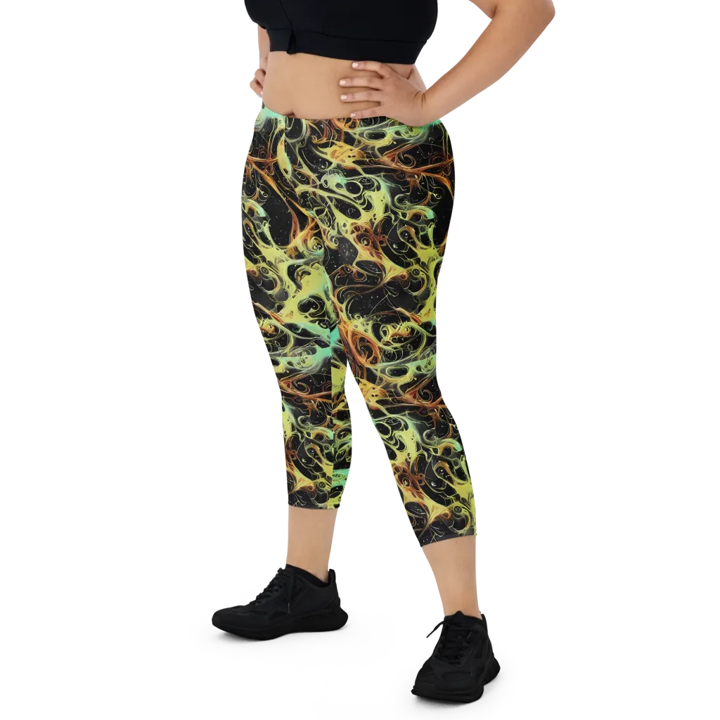 Blacklight Tide on Capri Leggings — Front