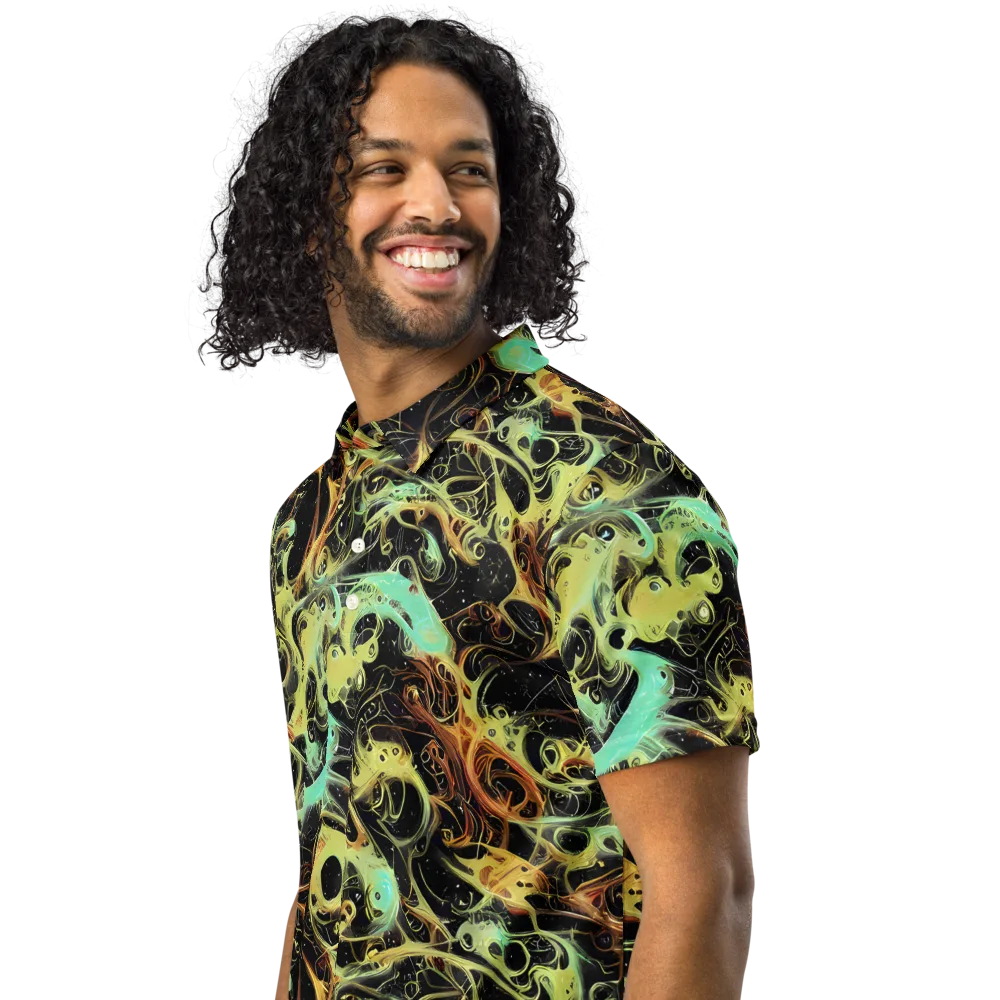 Blacklight Tide on Men's Slim Fit Polo Shirt — Left Front