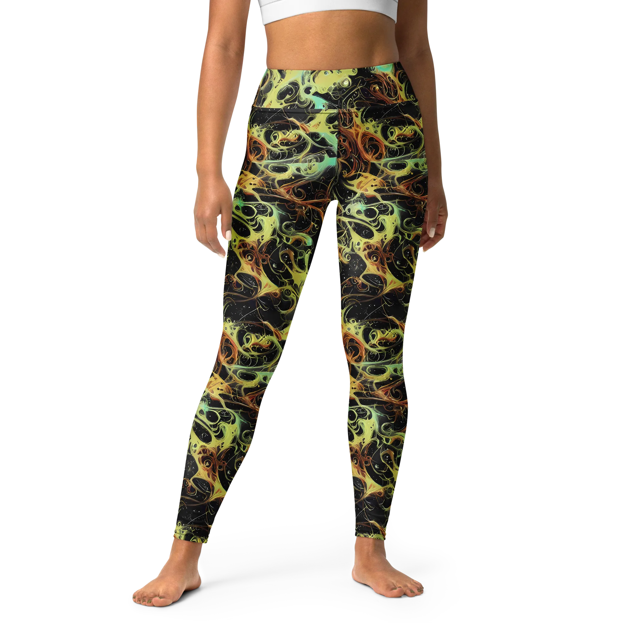 Blacklight Tide on Yoga Leggings — Front