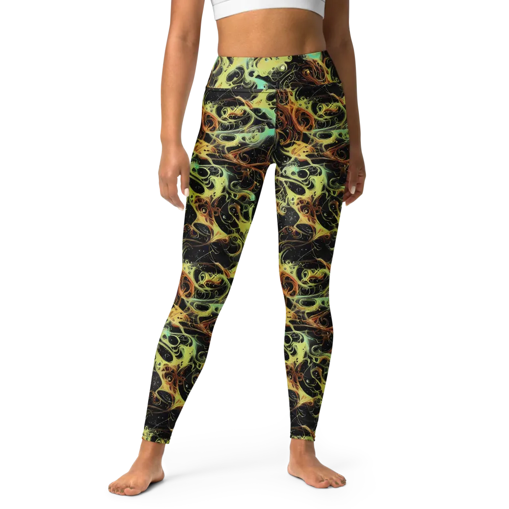 Blacklight Tide on Yoga Leggings — Front