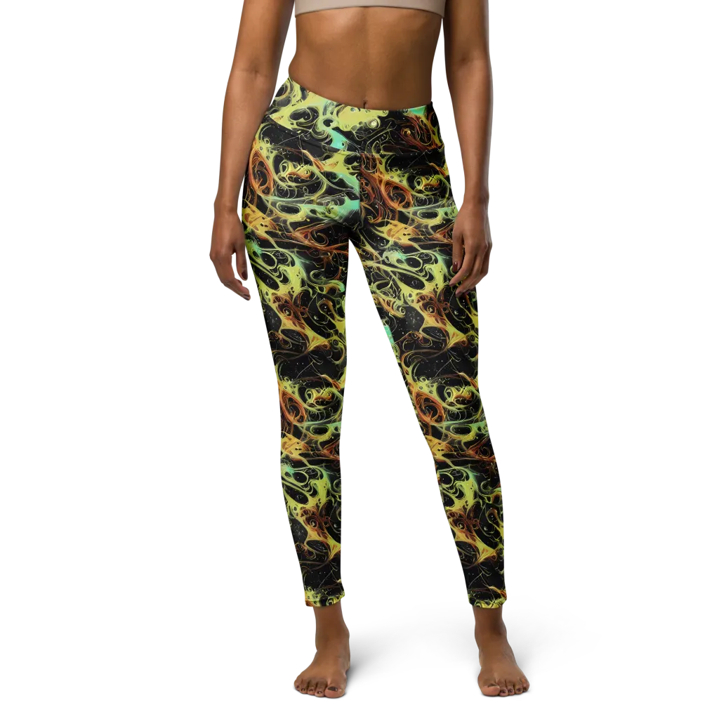 Blacklight Tide on Yoga Leggings — Front