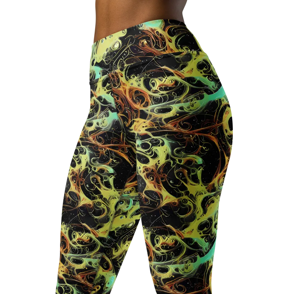 Blacklight Tide on Yoga Leggings — Left Front