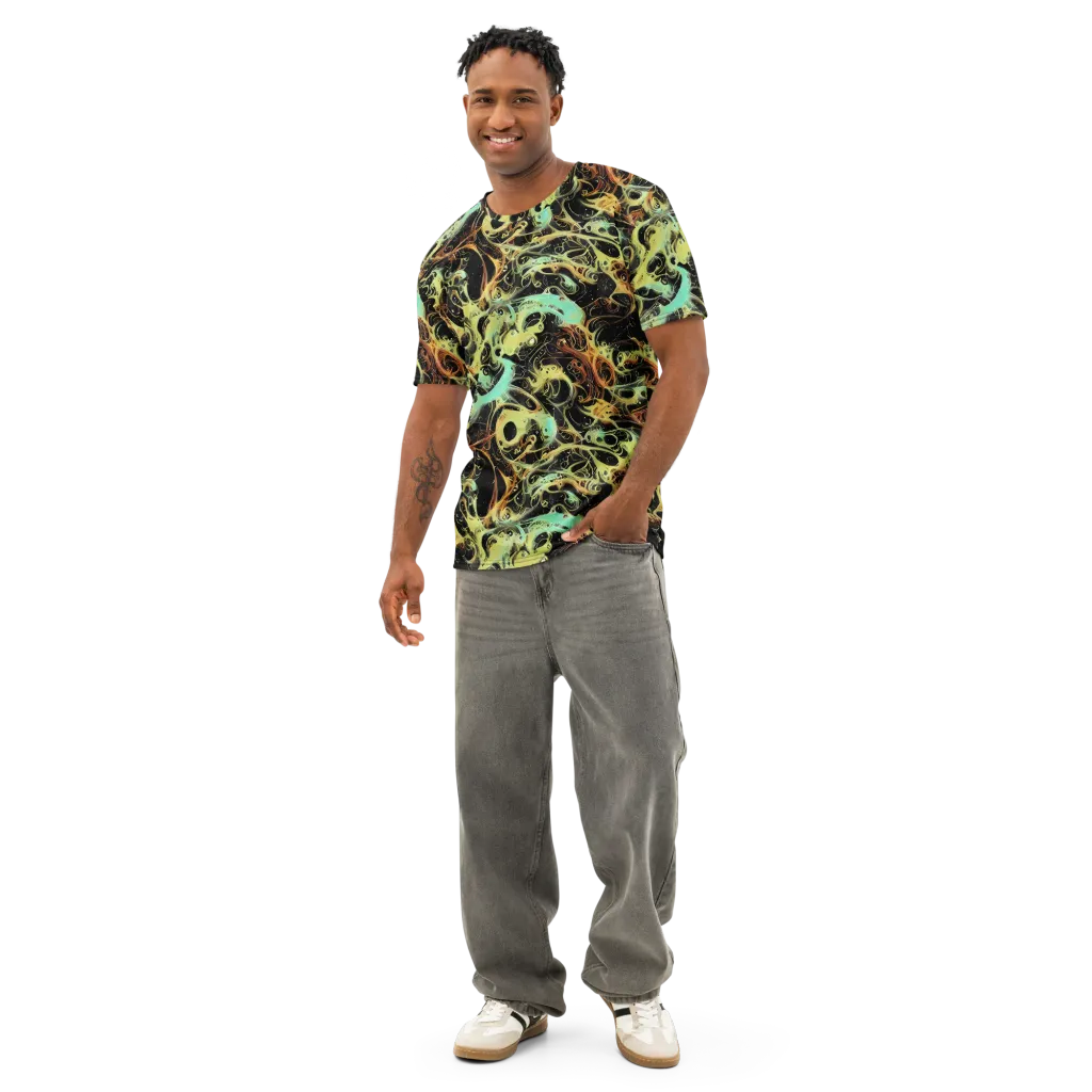 Blacklight Tide on Men's Cotton Crew Neck T-Shirt — Front