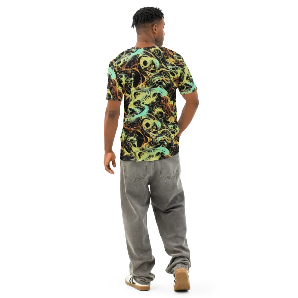 Blacklight Tide on Men's Cotton Crew Neck T-Shirt — Back