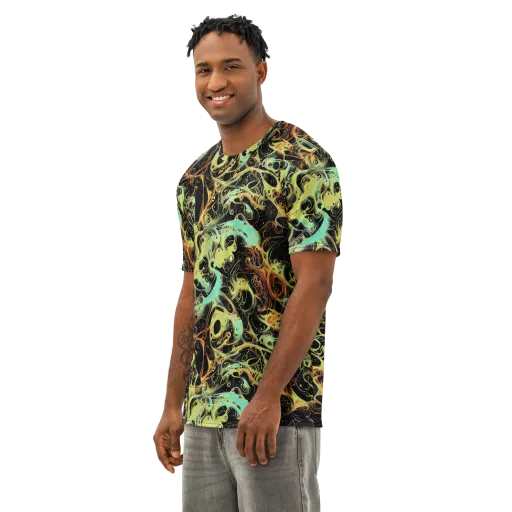 Blacklight Tide on a Men's Cotton Crew Neck T-Shirt
