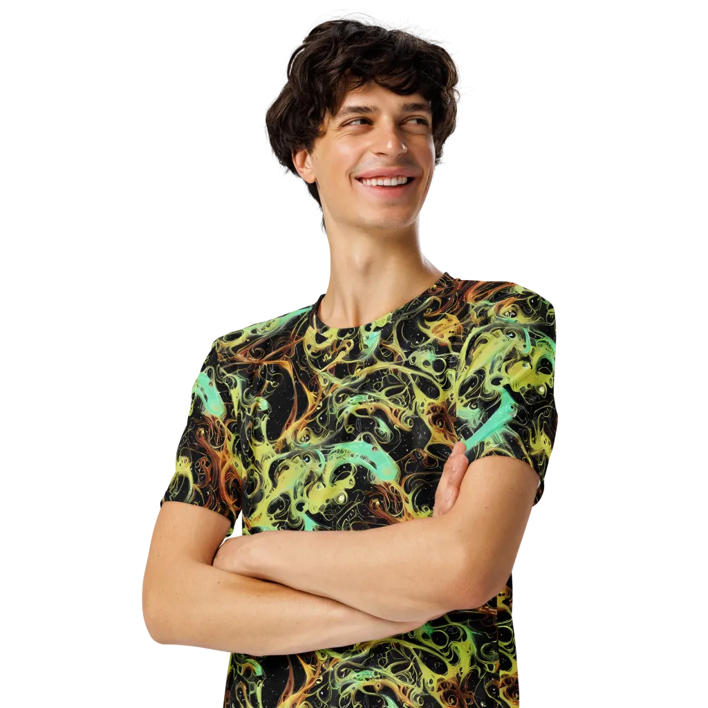 Blacklight Tide on Men's Crew Neck T-Shirt — Left Front
