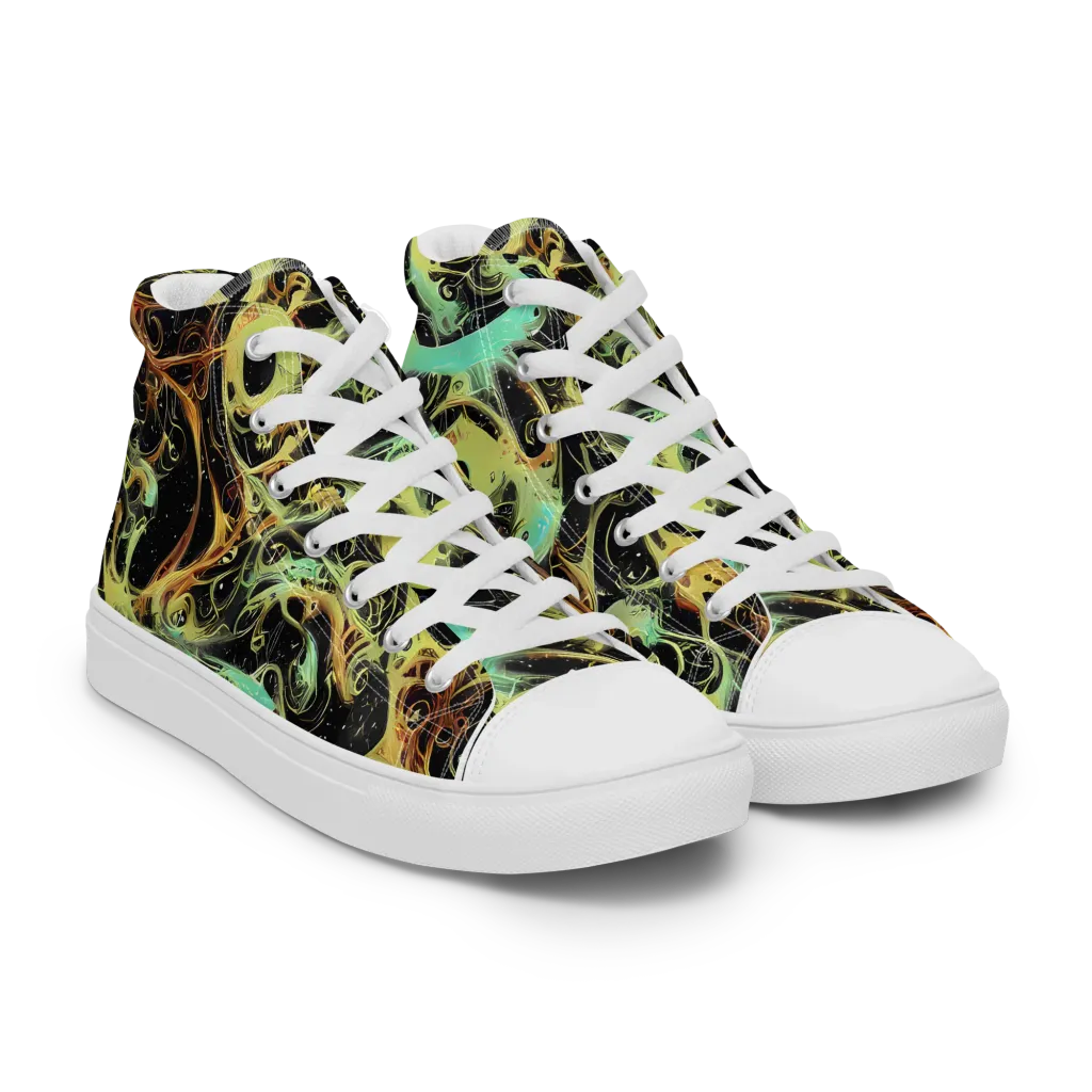 Blacklight Tide on Men's High Top Canvas Shoes — Right Front