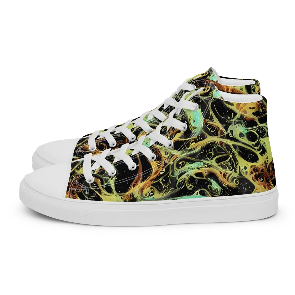 Blacklight Tide on Men's High Top Canvas Shoes — Left