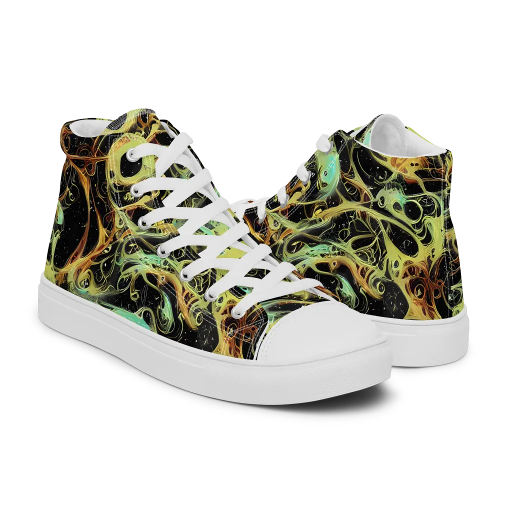 Blacklight Tide on Men's High Top Canvas Shoes — Right