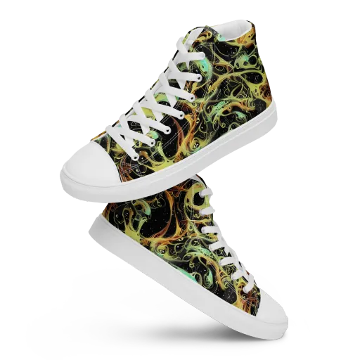Blacklight Tide on a Men's High Top Canvas Shoes