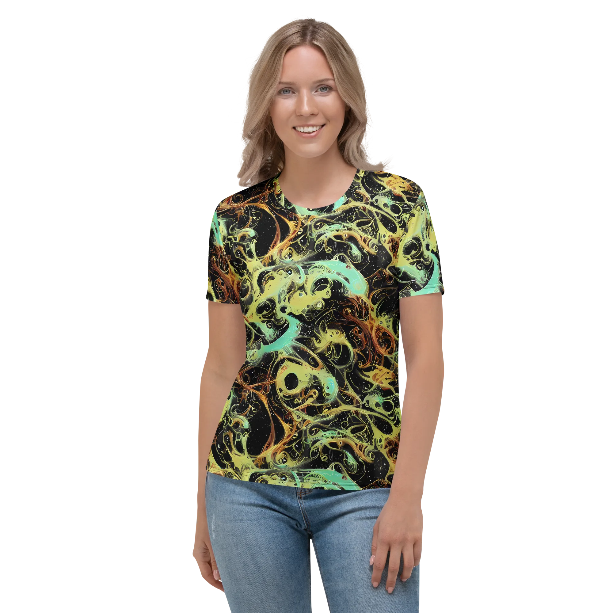 Blacklight Tide on Women's Crew Neck T-Shirt — Front