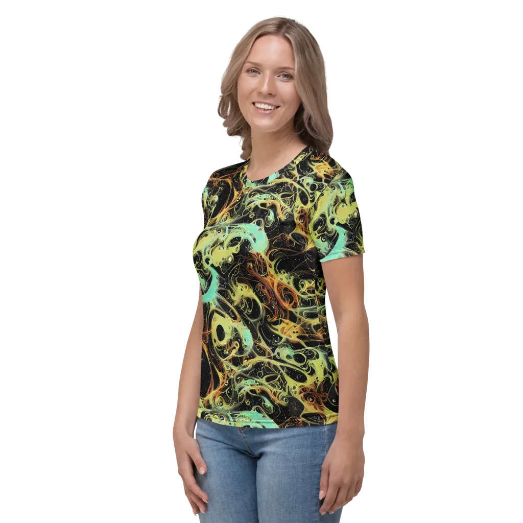 Blacklight Tide on Women's Crew Neck T-Shirt — Left