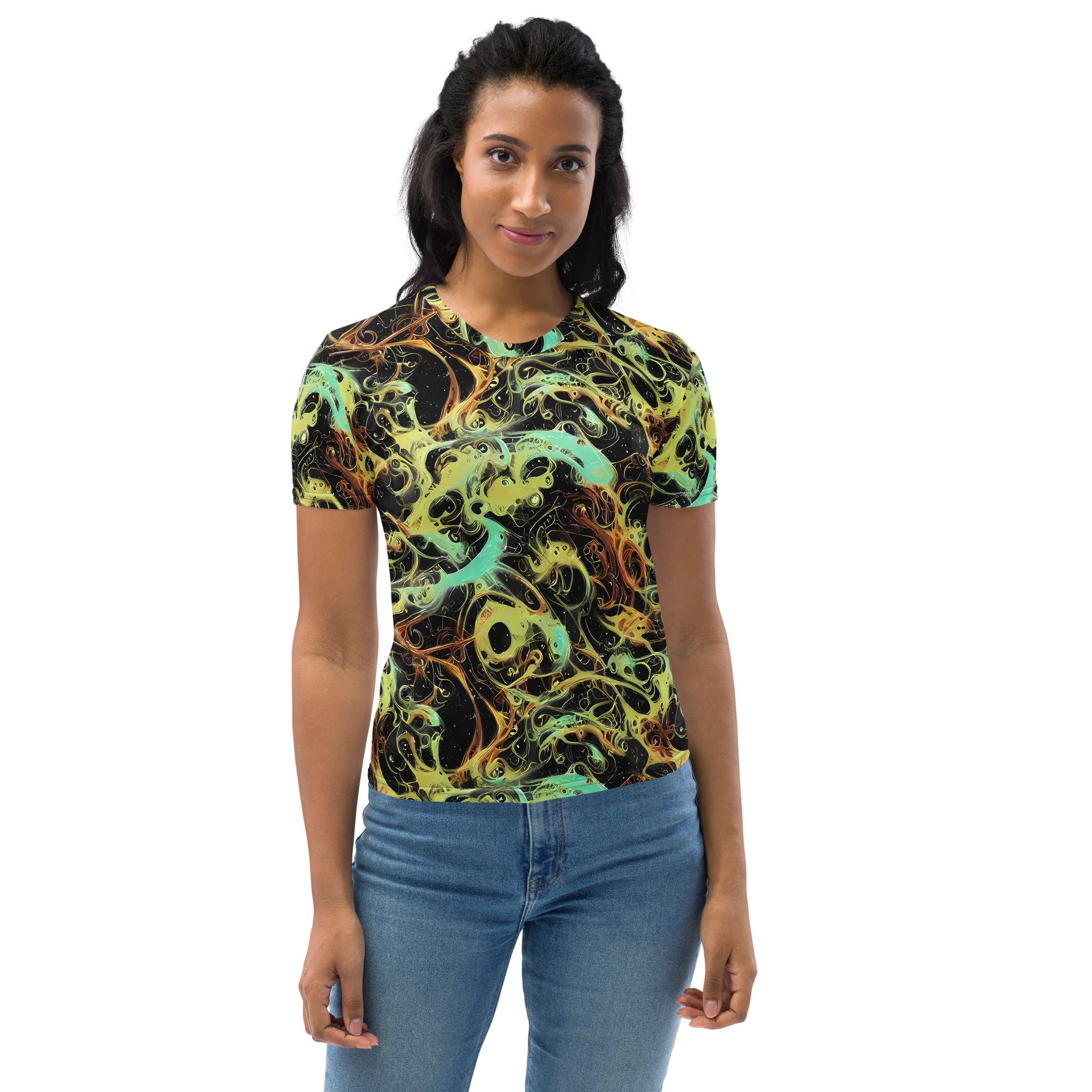 Blacklight Tide on Women's Crew Neck T-Shirt — Front