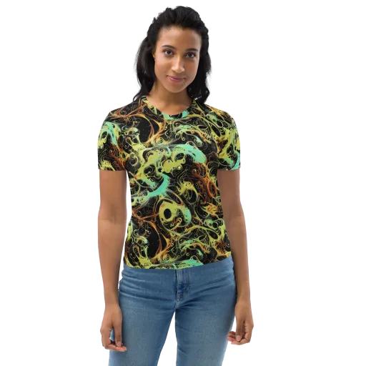 Blacklight Tide on a Women's Crew Neck T-Shirt
