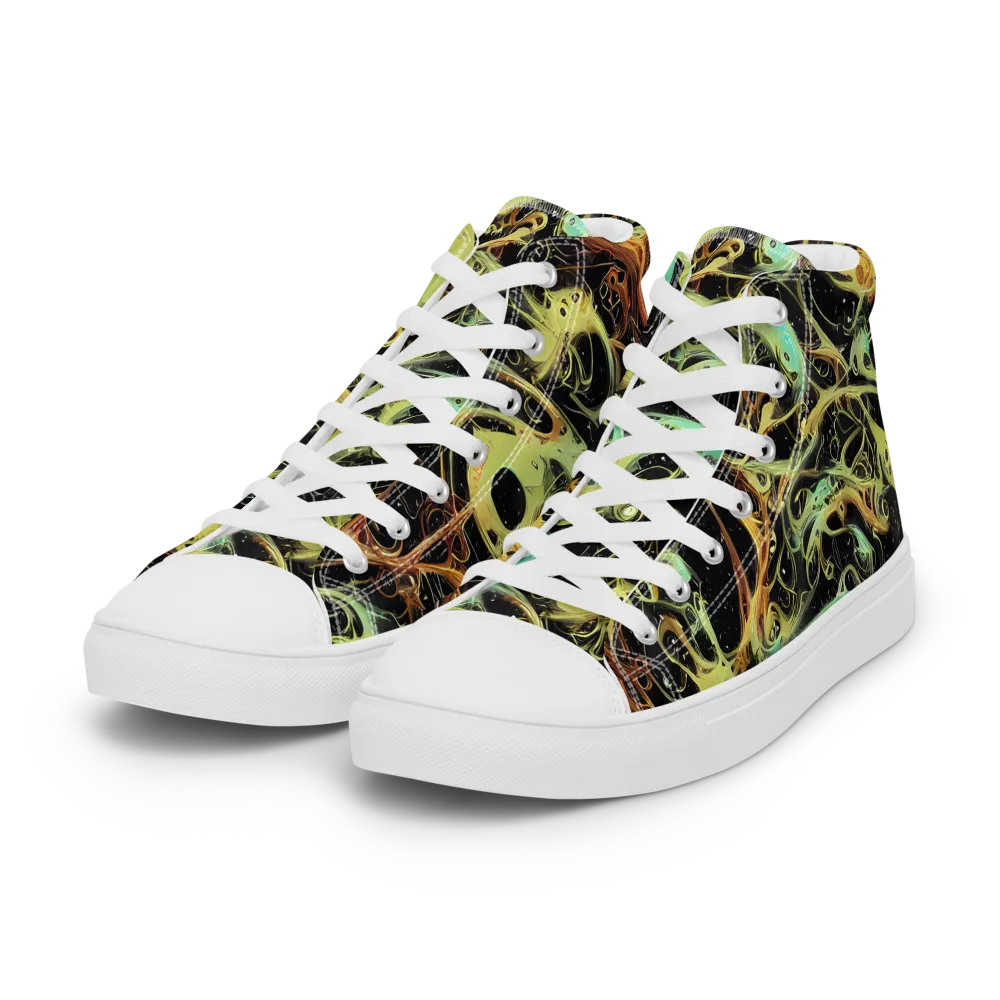Blacklight Tide on Women's High Top Canvas Shoes — Left Front