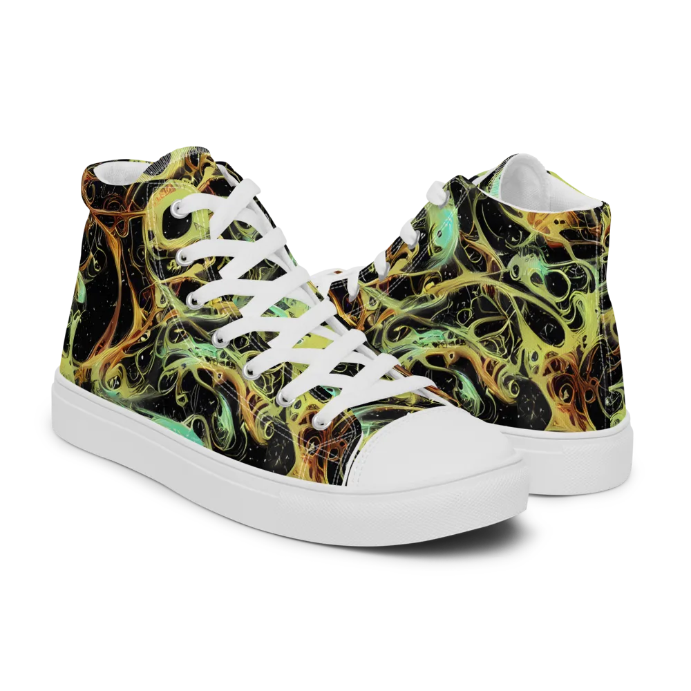 Blacklight Tide on Women's High Top Canvas Shoes — Right