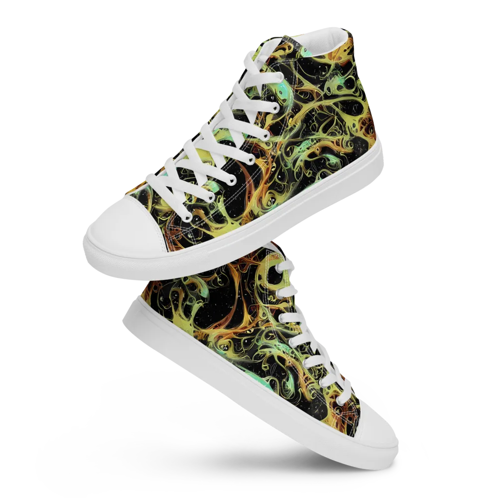 Blacklight Tide on Women's High Top Canvas Shoes — Front