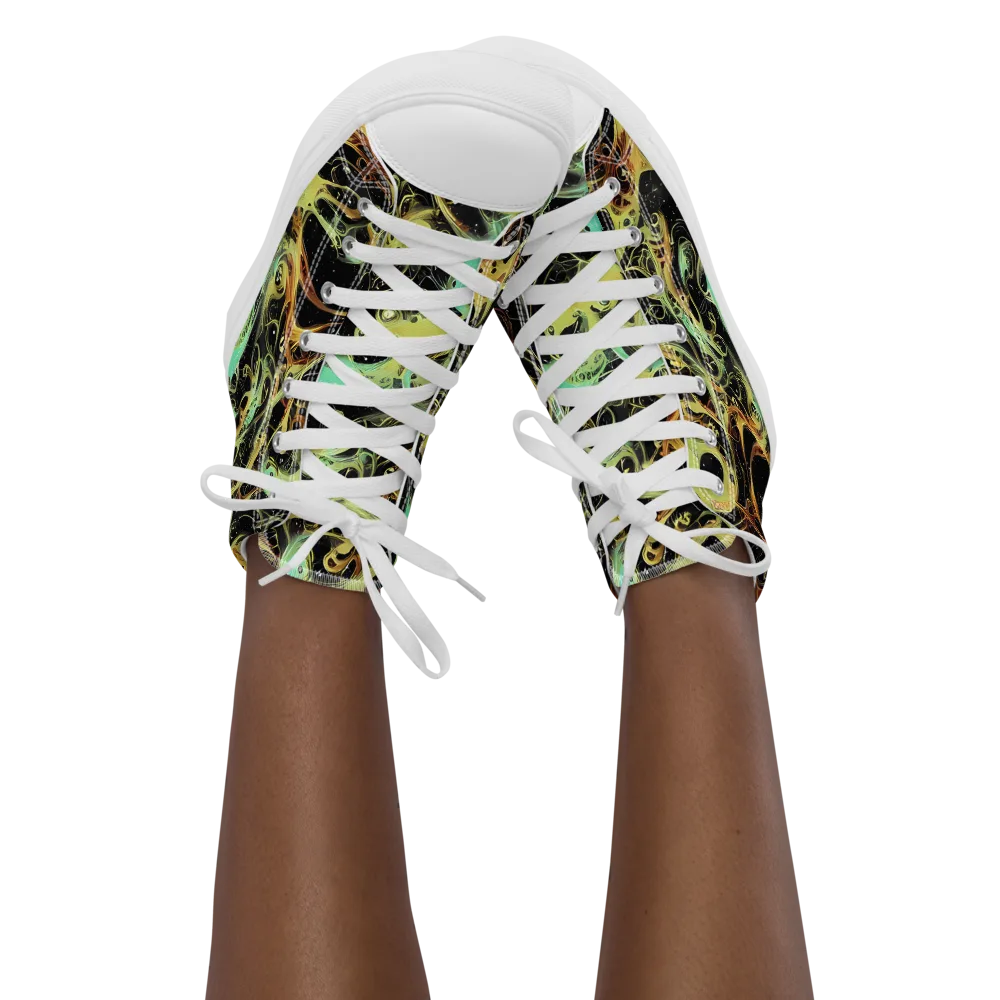 Blacklight Tide on Women's High Top Canvas Shoes — Front