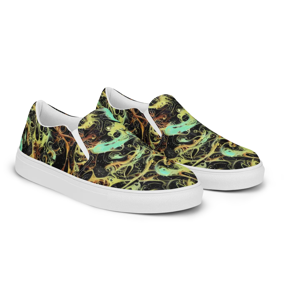 Blacklight Tide on Men's Slip-On Canvas Shoes — Right Front