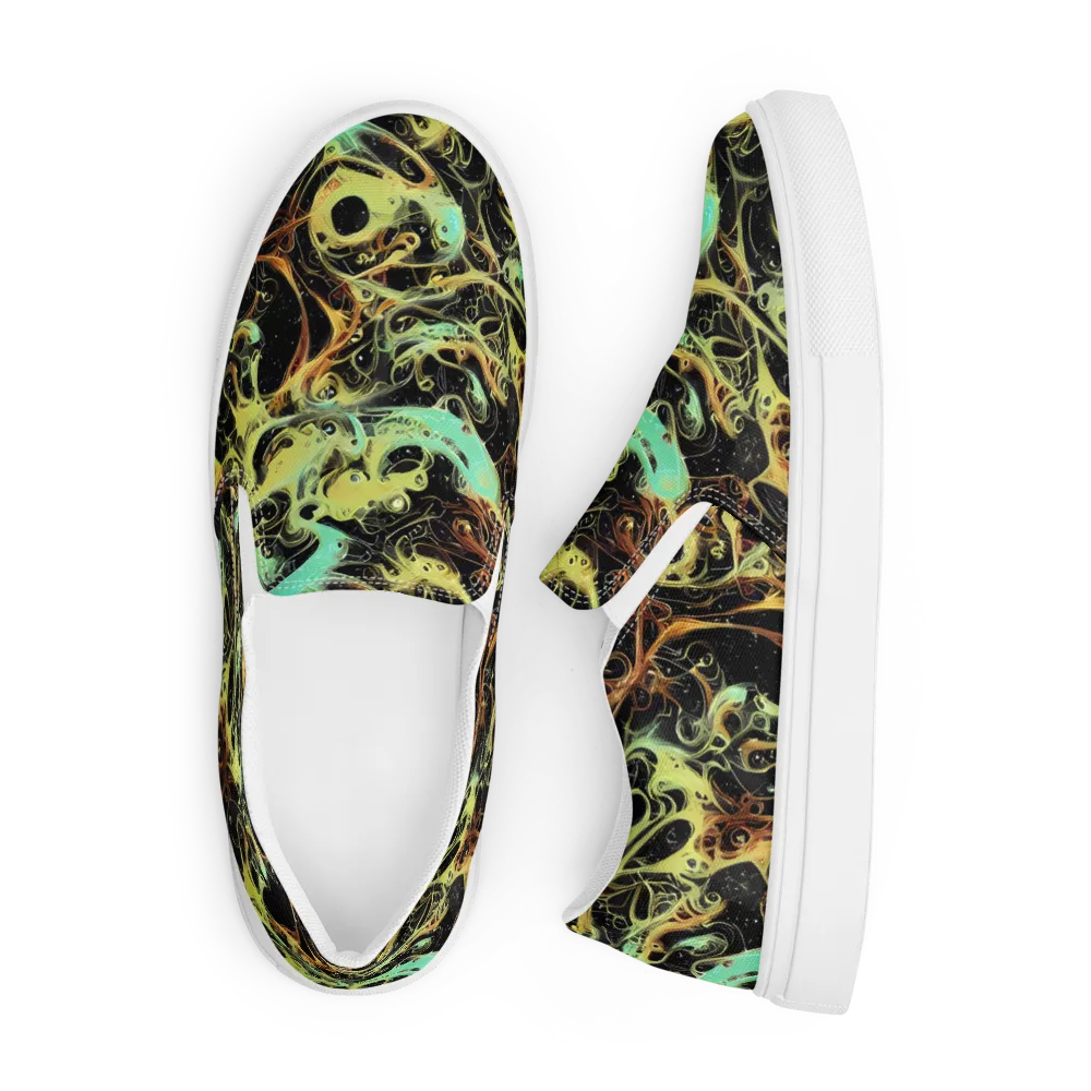 Blacklight Tide on Men's Slip-On Canvas Shoes — Front