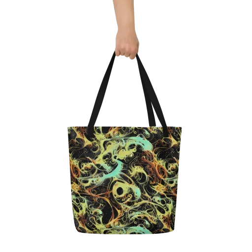 Blacklight Tide on a Large Tote Bag W/ Pocket