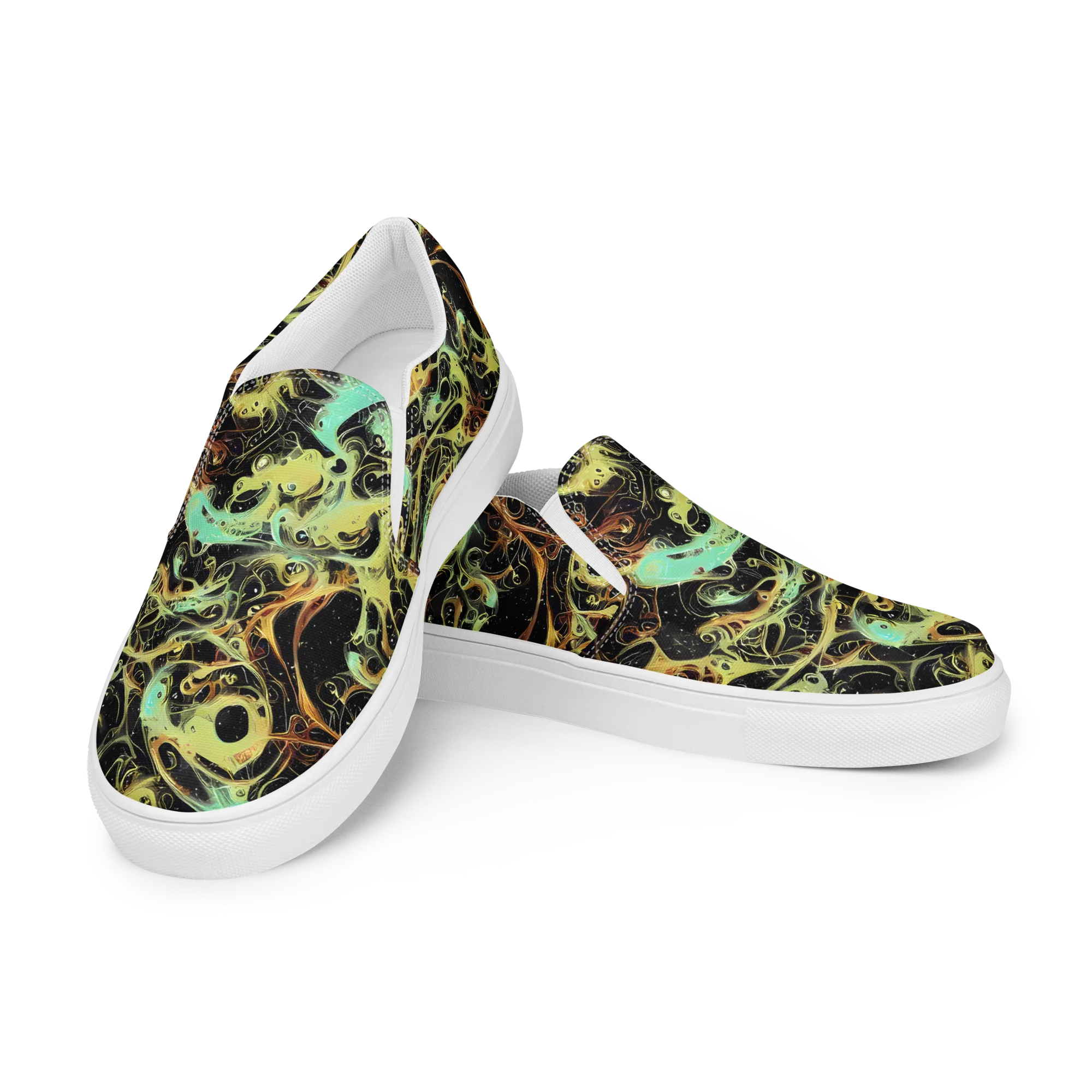 Blacklight Tide on Women's Slip-On Canvas Shoes — Left Front